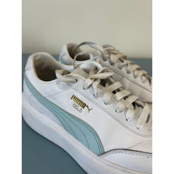 Puma Oslo platform womens sneaker size 8 white light blue - Picture 2 of 8